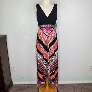 Studio One Empire Waist V-Neck Sleeveless Maxi Dress Style 50919X NEW NWT Size M